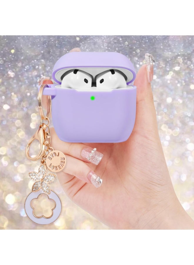 جراب لسماعات أبل إيربودز 4 - جرابات إيربودز 4 لعام 2024، غطاء سيليكون مضاد للسقوط للنساء، جرابات شحن لاسلكية لسماعات إيربودز 4، سلسلة مفاتيح لامعة للبنات لسماعات إيربودز آيبودز من الجيل الرابع - Image 3